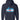 A navy blue hoodie shown from the back, featuring a Chicago flag-themed graphic with a skyline silhouette, a red Misericordia heart logo, and the text 'MISERICORDIA FAMILY FEST' printed in white.