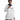 Woman wearing a white jacket with a heart on a white background