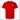 Red t-shirt with a white logo on a white background