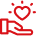 Heart icon with two hands reaching towards each other on a white background